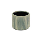 6" Green Striped Ceramic Indoor Outdoor Round Pot Planter - Homeroots