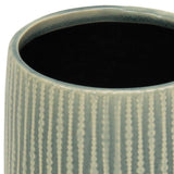 6" Green Striped Ceramic Indoor Outdoor Round Pot Planter - Homeroots - Flyclothing LLC