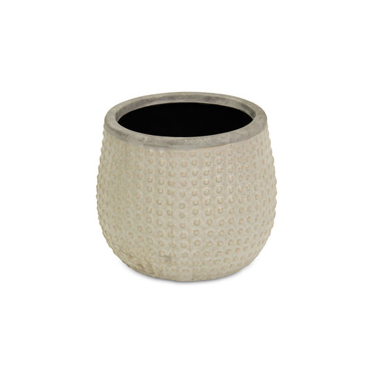 7" Beige Dot Ceramic Indoor Outdoor Round Pot Planter