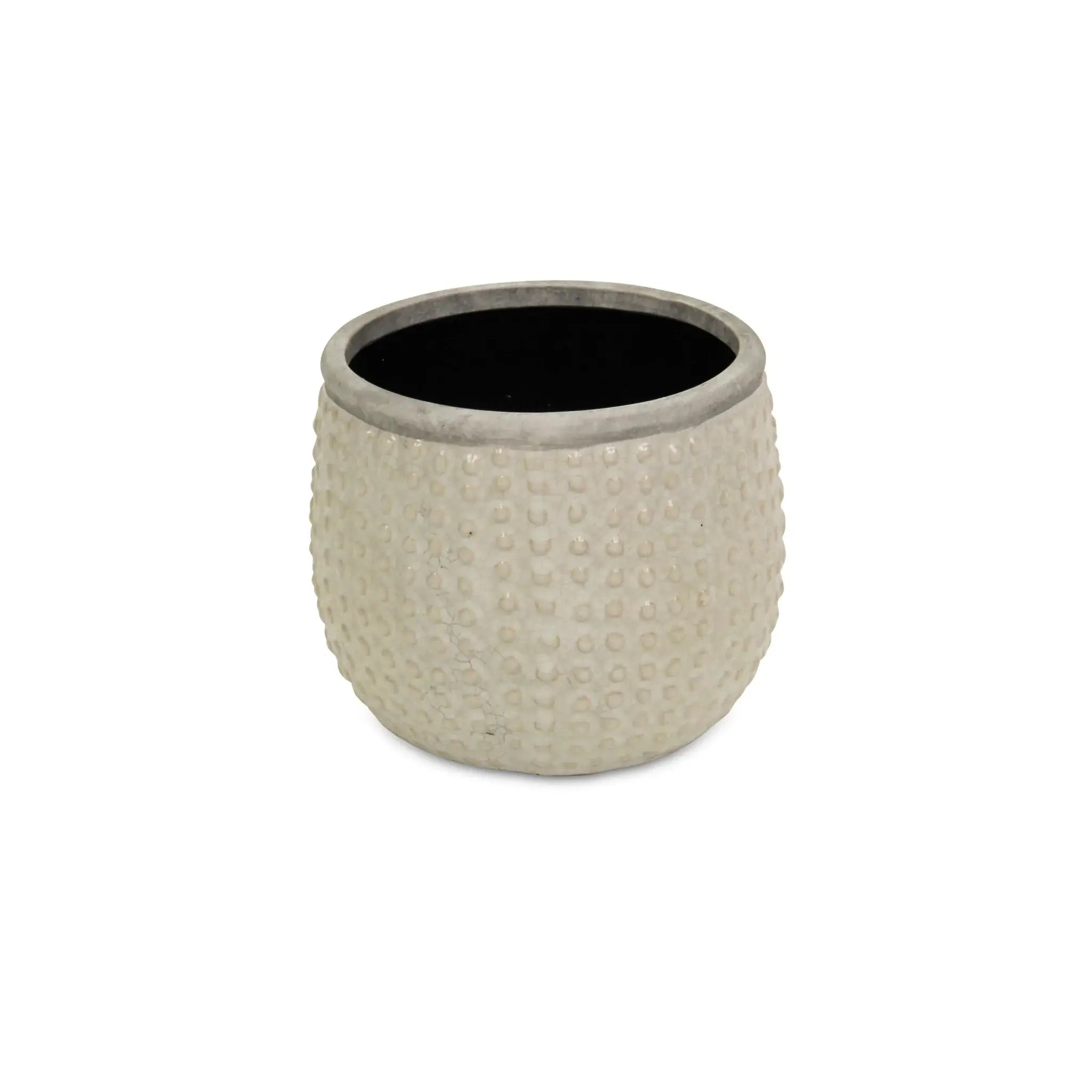 6" Beige Dot Ceramic Indoor Outdoor Round Pot Planter - Homeroots - Flyclothing LLC
