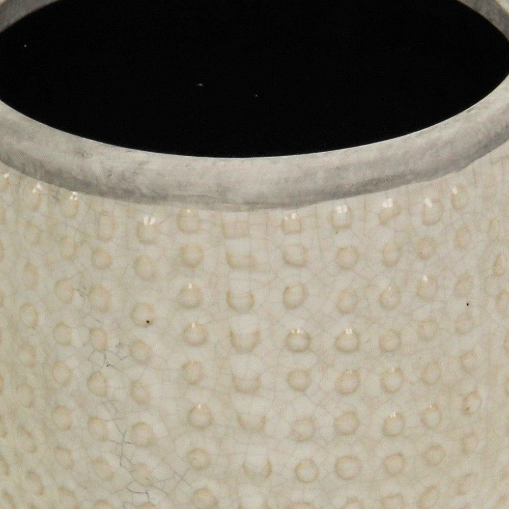 6" Beige Dot Ceramic Indoor Outdoor Round Pot Planter - Homeroots - Flyclothing LLC