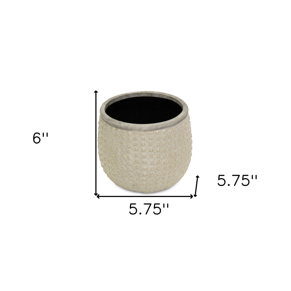 6" Beige Dot Ceramic Indoor Outdoor Round Pot Planter - Homeroots - Flyclothing LLC