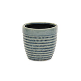 6" Aqua Striped Ceramic Indoor Outdoor Round Pot Planter - Homeroots