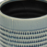 6" Aqua Striped Ceramic Indoor Outdoor Round Pot Planter - Homeroots - Flyclothing LLC