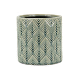 6" Green Geometric Ceramic Indoor Outdoor Round Pot Planter - Homeroots