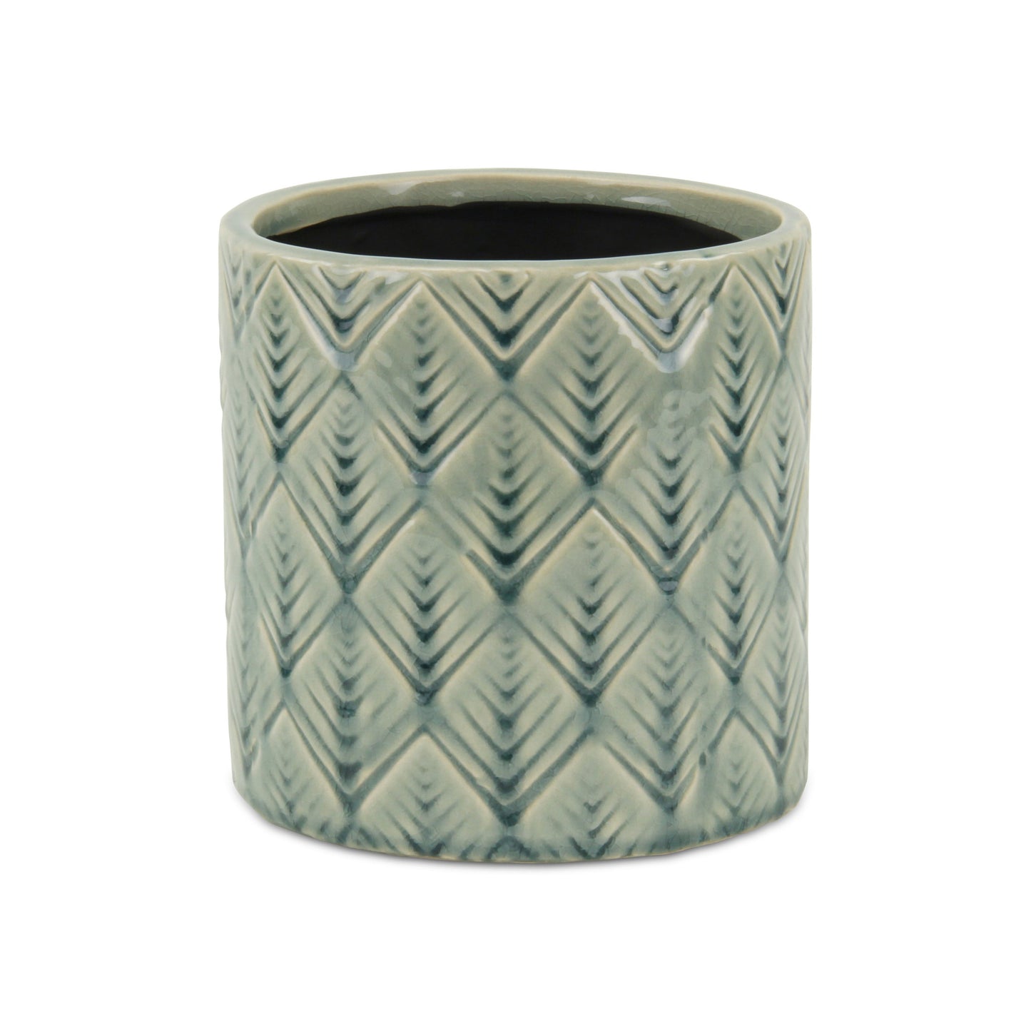 6" Green Geometric Ceramic Indoor Outdoor Round Pot Planter - Homeroots - Flyclothing LLC
