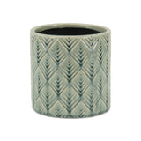 6" Green Geometric Ceramic Indoor Outdoor Round Pot Planter - Homeroots - Flyclothing LLC