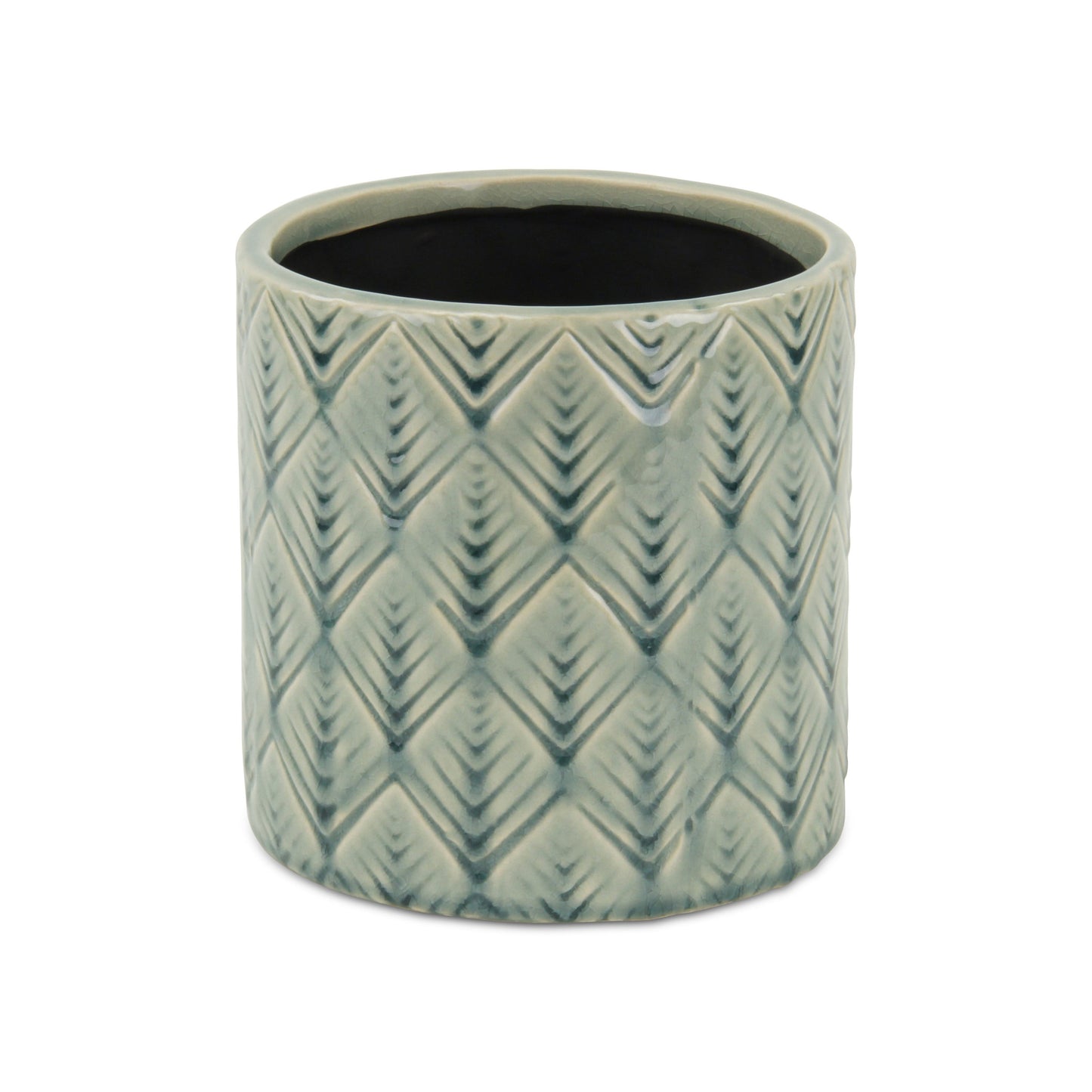 6" Green Geometric Ceramic Indoor Outdoor Round Pot Planter - Homeroots - Flyclothing LLC