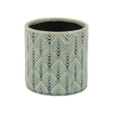 6" Green Geometric Ceramic Indoor Outdoor Round Pot Planter - Homeroots - Flyclothing LLC