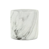 6" White and Gray Marbleized Ceramic Indoor Outdoor Round Pot Planter - Homeroots