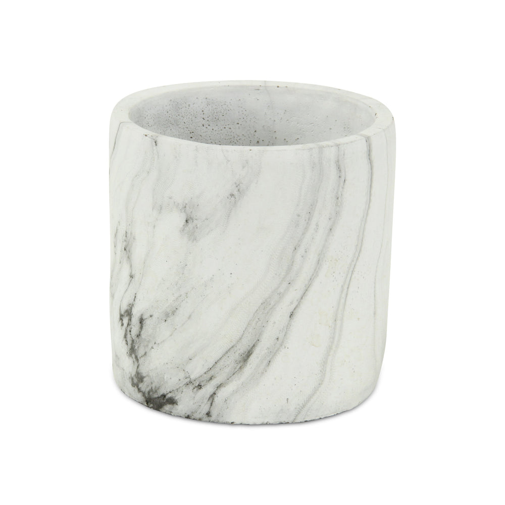 6" White and Gray Marbleized Ceramic Indoor Outdoor Round Pot Planter - Homeroots - Flyclothing LLC