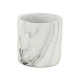 6" White and Gray Marbleized Ceramic Indoor Outdoor Round Pot Planter - Homeroots