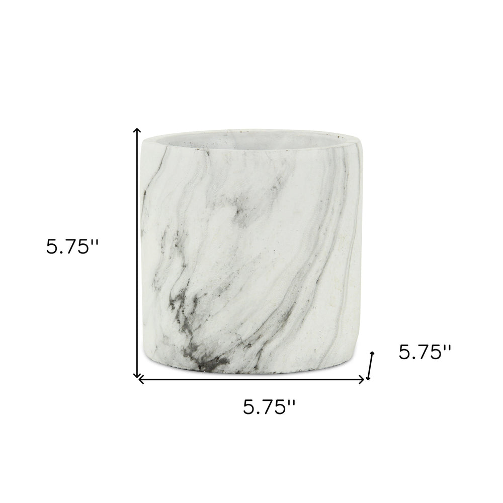6" White and Gray Marbleized Ceramic Indoor Outdoor Round Pot Planter - Homeroots - Flyclothing LLC