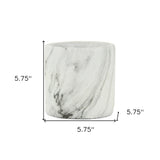 6" White and Gray Marbleized Ceramic Indoor Outdoor Round Pot Planter - Homeroots - Flyclothing LLC