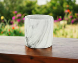 6" White and Gray Marbleized Ceramic Indoor Outdoor Round Pot Planter - Homeroots