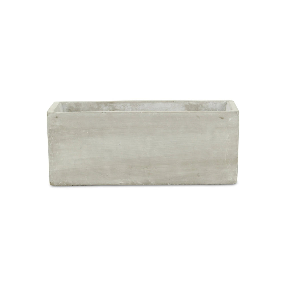 9" Light Gray Rustic Cement Indoor Outdoor Rectangular Pot Planter - Homeroots - Flyclothing LLC