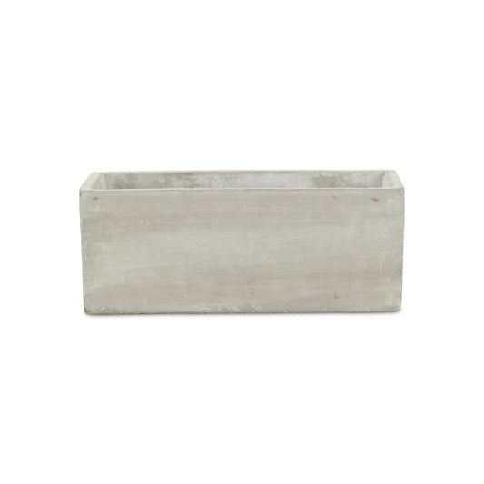 9" Light Gray Rustic Cement Indoor Outdoor Rectangular Pot Planter - Homeroots