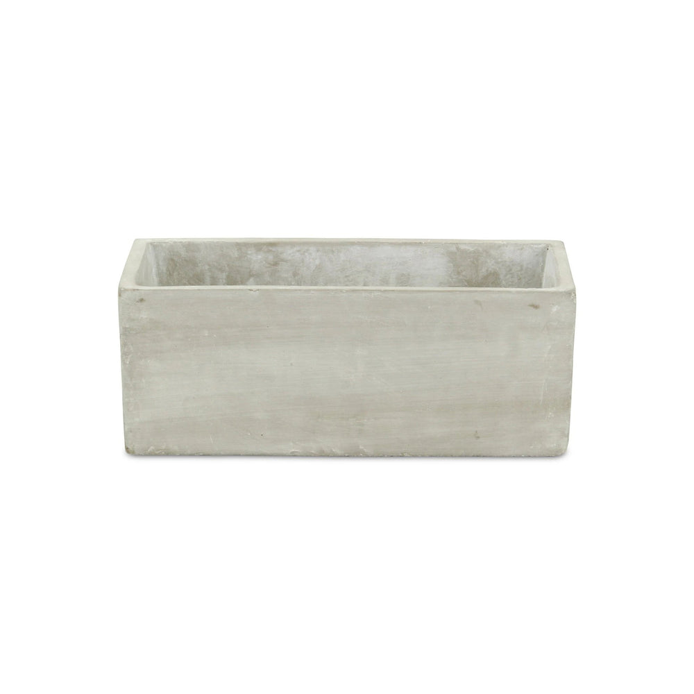 9" Light Gray Rustic Cement Indoor Outdoor Rectangular Pot Planter - Homeroots - Flyclothing LLC