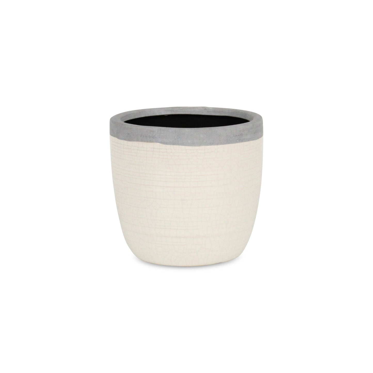 6" Cream and Gray Crackle Mosaic Ceramic Indoor Outdoor Round Pot Planter - Homeroots - Flyclothing LLC