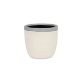 6" Cream and Gray Crackle Mosaic Ceramic Indoor Outdoor Round Pot Planter - Homeroots - Flyclothing LLC