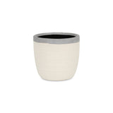 6" Cream and Gray Crackle Mosaic Ceramic Indoor Outdoor Round Pot Planter - Homeroots