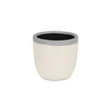 6" Cream and Gray Crackle Mosaic Ceramic Indoor Outdoor Round Pot Planter - Homeroots - Flyclothing LLC
