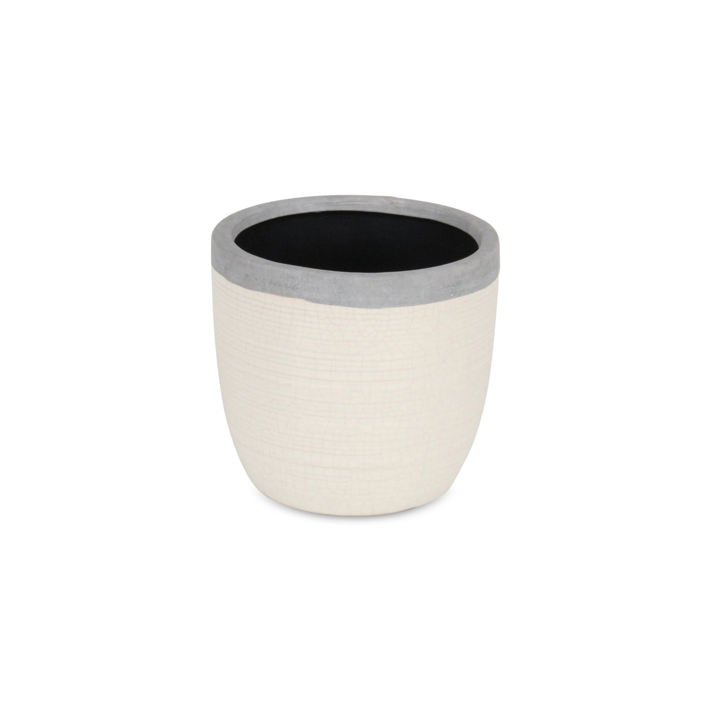 6" Cream and Gray Crackle Mosaic Ceramic Indoor Outdoor Round Pot Planter - Homeroots - Flyclothing LLC