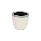 6" Cream and Gray Crackle Mosaic Ceramic Indoor Outdoor Round Pot Planter - Homeroots - Flyclothing LLC