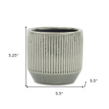 6" Gray Striped Ceramic Indoor Outdoor Round Pot Planter - Homeroots - Flyclothing LLC