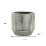 6" Gray Striped Ceramic Indoor Outdoor Round Pot Planter - Homeroots - Flyclothing LLC