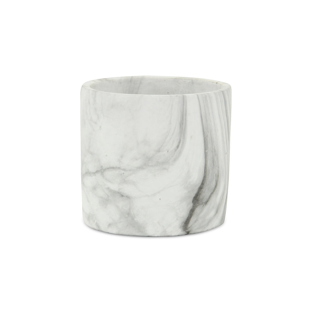 6" White and Gray Marbleized Ceramic Indoor Outdoor Round Pot Planter - Homeroots - Flyclothing LLC