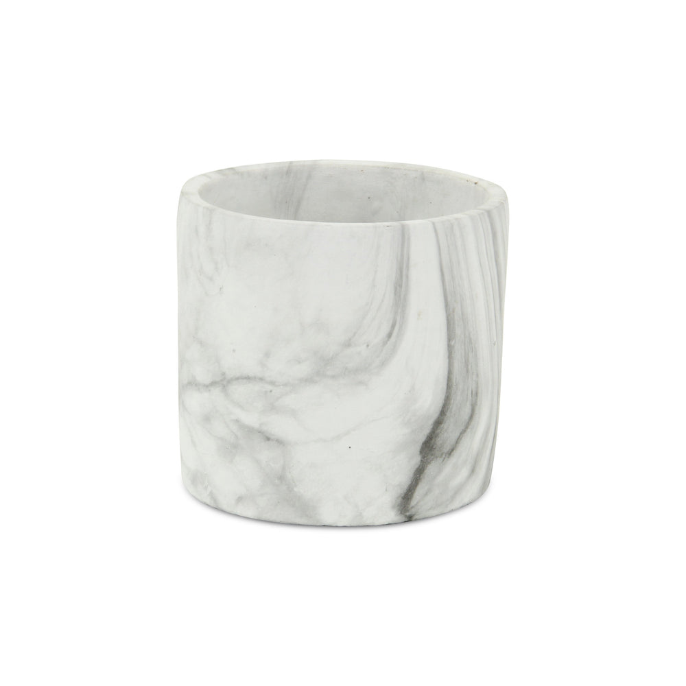 6" White and Gray Marbleized Ceramic Indoor Outdoor Round Pot Planter - Homeroots - Flyclothing LLC
