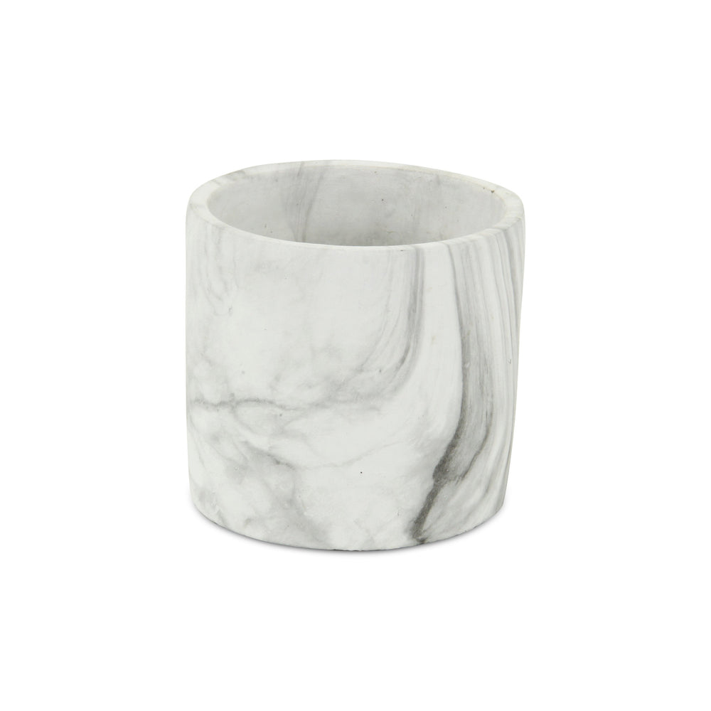 6" White and Gray Marbleized Ceramic Indoor Outdoor Round Pot Planter - Homeroots - Flyclothing LLC