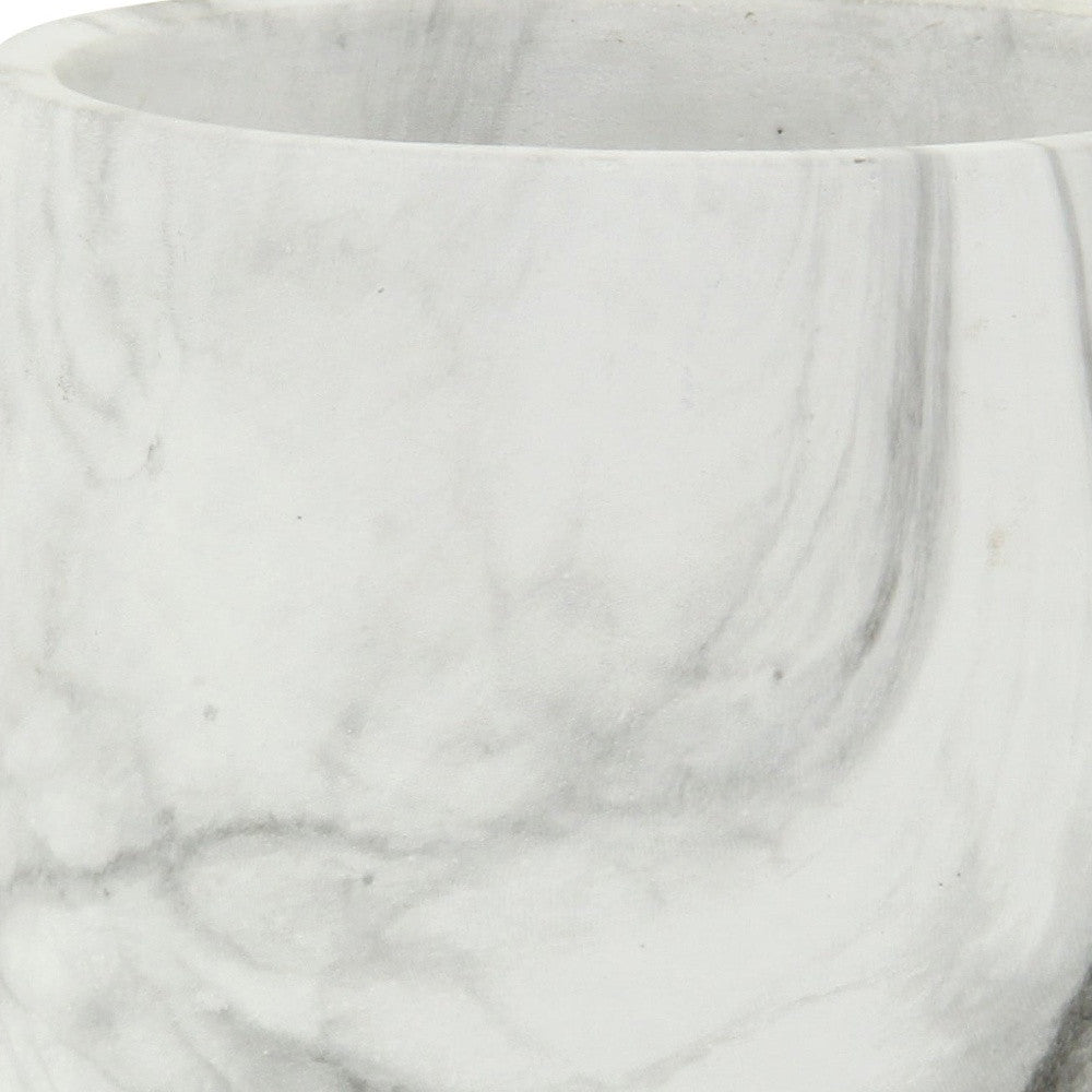 6" White and Gray Marbleized Ceramic Indoor Outdoor Round Pot Planter - Homeroots - Flyclothing LLC