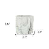 6" White and Gray Marbleized Ceramic Indoor Outdoor Round Pot Planter - Homeroots - Flyclothing LLC