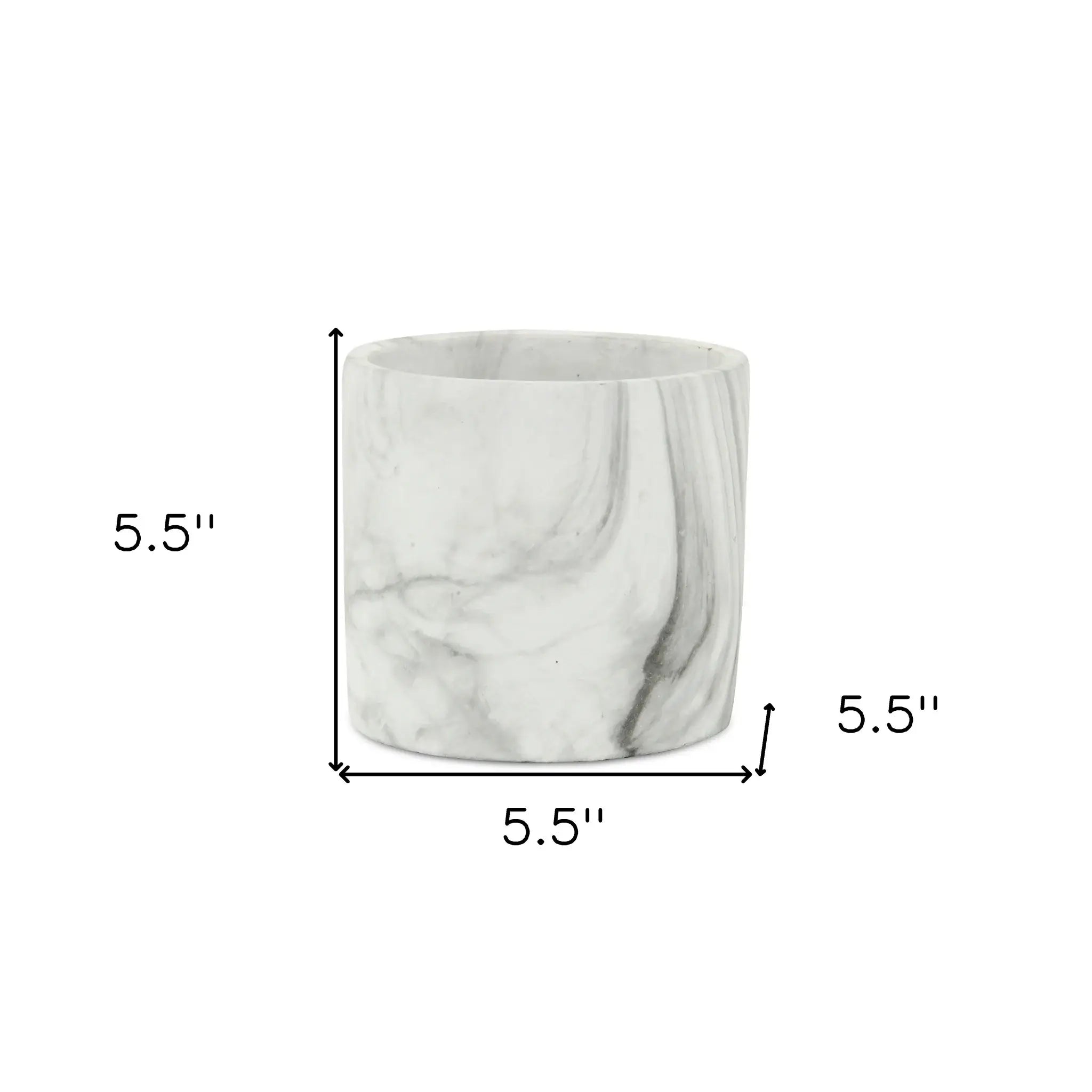 6" White and Gray Marbleized Ceramic Indoor Outdoor Round Pot Planter - Homeroots - Flyclothing LLC