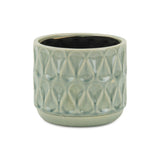 7" Green Geometric Imprint Ceramic Indoor Outdoor Round Pot Planter