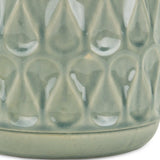 7" Green Geometric Imprint Ceramic Indoor Outdoor Round Pot Planter - Homeroots - Flyclothing LLC