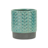 6" Turquoise Geometric Ceramic Indoor Outdoor Round Pot Planter - Homeroots - Flyclothing LLC