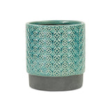 6" Turquoise Geometric Ceramic Indoor Outdoor Round Pot Planter - Homeroots