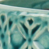 6" Turquoise Geometric Ceramic Indoor Outdoor Round Pot Planter - Homeroots - Flyclothing LLC