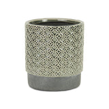 6" Gray Geometric Ceramic Indoor Outdoor Round Pot Planter - Homeroots - Flyclothing LLC