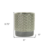 6" Gray Geometric Ceramic Indoor Outdoor Round Pot Planter - Homeroots - Flyclothing LLC