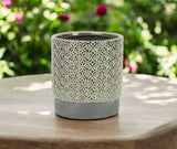 6" Gray Geometric Ceramic Indoor Outdoor Round Pot Planter - Homeroots