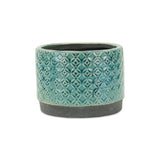 7" Turquoise Geometric Ceramic Indoor Outdoor Round Pot Planter - Homeroots