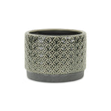 7" Gray Geometric Ceramic Indoor Outdoor Round Pot Planter - Homeroots - Flyclothing LLC