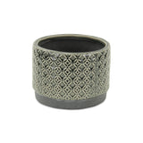 7" Gray Geometric Ceramic Indoor Outdoor Round Pot Planter - Homeroots