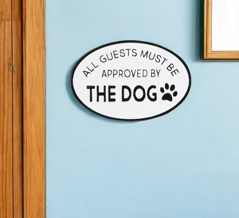 19" Black and White All Guests Approved By The Dog Metal Hanging Text Wall Decor