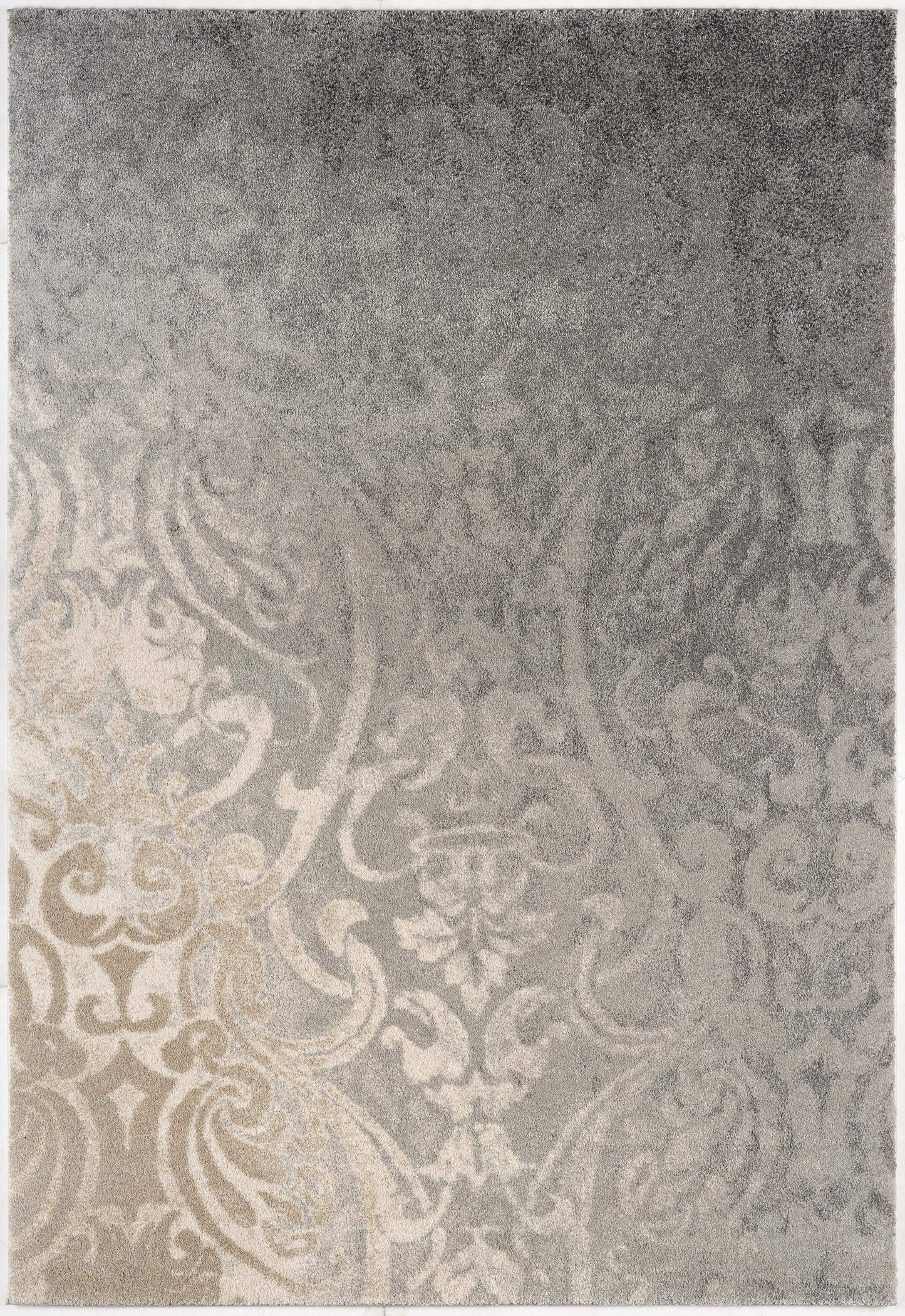 4' X 6' Grey Damask Power Loom Stain Resistant Area Rug - Homeroots - Flyclothing LLC