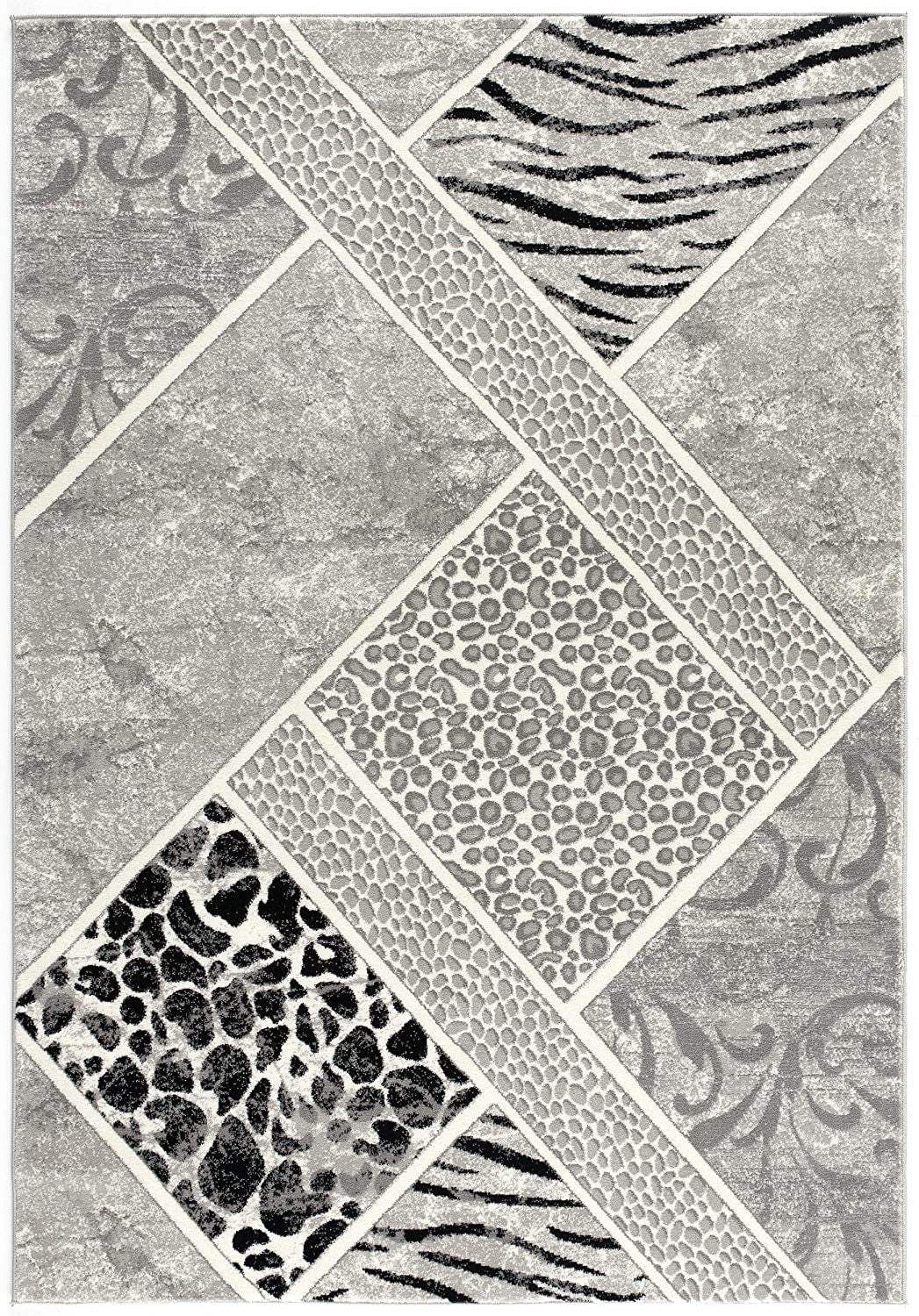 8' X 11' Grey Geometric Power Loom Stain Resistant Area Rug - Homeroots - Flyclothing LLC